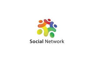 groupe social coloré ou réseau logo d'entreprise de communication saine technologique 3d vecteur