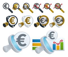 Icônes loupe et euro vecteur