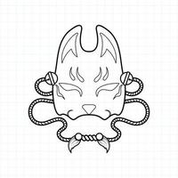 Coloriage masque kitsune japonais, illustration vectorielle eps.10 vecteur