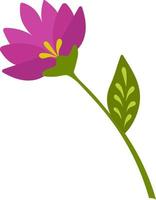 fleur violette stylisée mise en évidence sur un fond blanc. fleur de vecteur dans le style de dessin animé. illustration vectorielle pour les salutations, les mariages, la conception de fleurs.