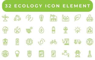 32 éléments de jeu d'icônes écologiques pour la conception de votre travail vecteur