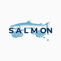 logo illustration poisson saumon bleu vecteur