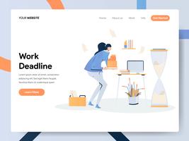 Modèle de page d&#39;atterrissage de femme d&#39;affaires travaillant sur la date limite vecteur