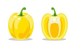 poivron jaune et poivron jaune dans la coupe. alimentation saine. illustration vectorielle de légumes. vecteur