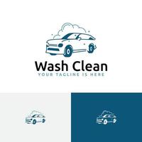 lavage de voiture propre silhouette lave-auto mousse de savon logo de service automatique vecteur