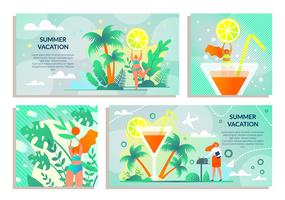 Set Sticker avec Inscription Summer Summer vecteur