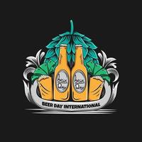 logo vintage journée internationale de la bière vecteur
