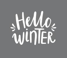 bonjour phrase d'hiver. lettrage de brosse vecteur dessiné à la main. conception de cartes avec calligraphie personnalisée. cartes de saison d'hiver, médias sociaux.