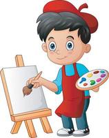petit garçon peint avec une illustration de pinceau vecteur