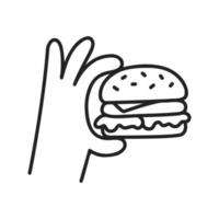 burger .aliments et boissons doodles. vecteur
