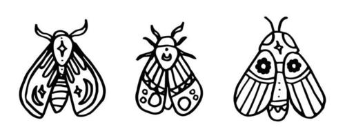 illustration dessinée à la main de style bohème. ensemble de doodle mystique pour la conception de tatouage. icônes de logo dans le style de tarot. illustration vectorielle abstraite. vecteur