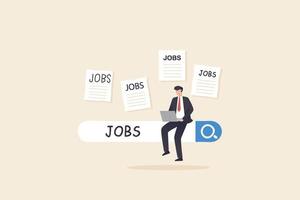 chercher un nouvel emploi. recherche d'emploi, de carrière ou d'emploi, trouver une opportunité, rechercher un poste vacant ou un concept de poste de travail. vecteur