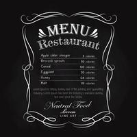 tableau noir restaurant menu cadre dessiné à la main étiquette vintage vecteur