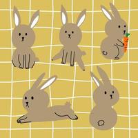 personnage de lapin. jour de Pâques. vecteur de lapin. vecteur dessiné à la main. illustration pour la décoration.