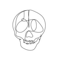 silhouette de conception d'organe humain à une seule ligne crâne humain abstrait illustration dessinée à la main isolée vecteur