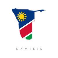 carte vectorielle de namibie avec le drapeau à l'intérieur. carte du drapeau de la namibie. le drapeau du pays sous forme de frontières. illustration de vecteur stock isolé sur fond blanc.