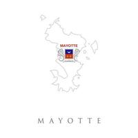 carte et drapeau national de mayotte, carte de mayotte avec drapeau isolé sur fond blanc, illustration vectorielle vecteur