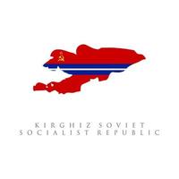 carte du drapeau de la république socialiste soviétique kirghize. isolé sur fond blanc vecteur