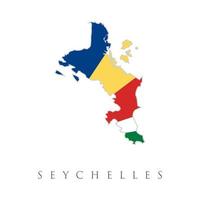 carte nationale des seychelles avec illustration du drapeau. illustration vectorielle avec drapeau national et carte de la république des seychelles. ombre de volume sur la carte