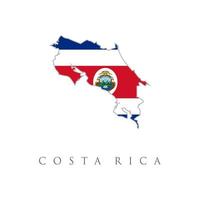 carte vectorielle du costa rica avec le drapeau à l'intérieur. icône d'illustration simplifiée isolée de vecteur avec la silhouette de la carte du costa rica. drapeau national rouge, blanc, bleu. fond blanc