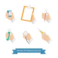 médecin mains icon set vecteur