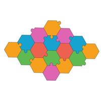 hexagone de puzzle coloré ou fond de polygone. vecteur