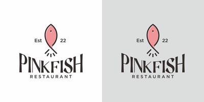 création de logo de restaurant de poisson avec un fond clair. vecteur