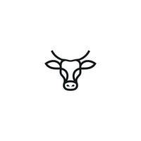 tête de vache ligne logo vecteur icône illustration