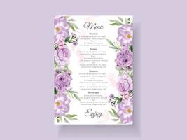 modèle de carte d'invitation de mariage de belles fleurs violettes vecteur