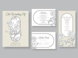 carte d'invitations de mariage minimaliste dessin au trait floral vecteur