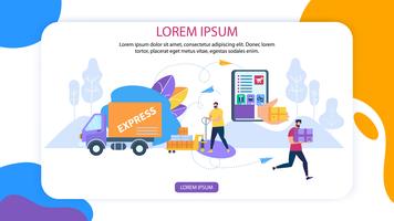 Application en ligne pour bannière de livraison express vecteur