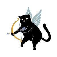 ange cupidon chat noir avec arc vecteur