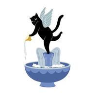 ange cupidon chat noir illustration vecteur