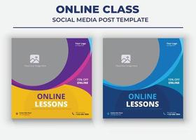 affiche de classe affaires en ligne, publication et dépliant sur les médias sociaux de classe en ligne vecteur