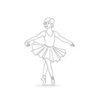 fille qui danse en chaussures de ballet et tutu de ballet. petite ballerine isolée. illustration de danse de classe de ballet. vecteur