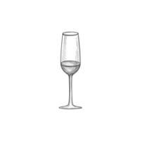 verre de vin. boire du champagne signe. gravure illustration de verre à vin. croquis d'ustensiles. signe de verrerie vecteur
