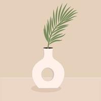feuilles de palmier dans un vase rond élégant. une plante pour décorer l'intérieur d'une maison ou d'un bureau. illustration plate de vecteur. vecteur