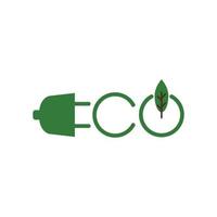 un logo de mot-symbole astucieux à des fins écologiques de couleur verte avec la lettre e forme comme une prise électrique