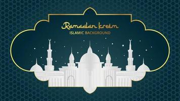 bannière horizontale ramadan mubarak avec mosquée vecteur