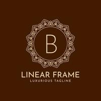 lettre b cadre de cercle minimaliste décoration de luxe linéaire création de logo vectoriel