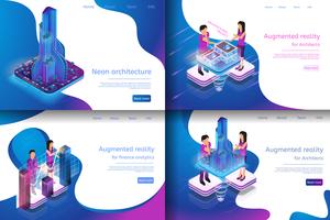 Ensemble de pages Web sur les processus de réalité virtuelle vecteur