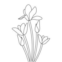 enfants belles fleurs livre de coloriage contour vecteur linéaire dessin feuille de calcul noir et blanc