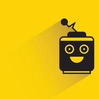sourire tête de robot fond jaune vecteur