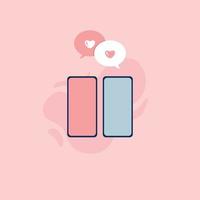 téléphone avec amour ou messages de notification similaires, concept de conception de la Saint-Valentin heureuse - illustration vectorielle. vecteur