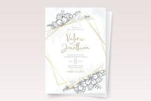 modèle d'invitation de mariage avec décoration de contour floral vecteur