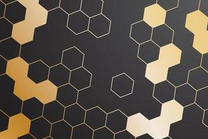 motif hexagonal doré sur fond noir vecteur