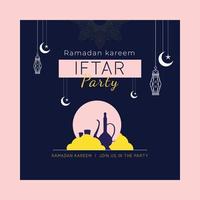 publication sur les réseaux sociaux du ramadan kareem et vente d'offres créatives vecteur