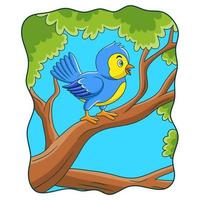 oiseaux d'illustration de dessin animé gazouillant dans les arbres vecteur