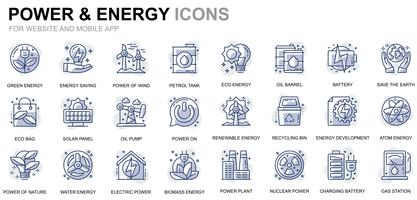 Industries de l&#39;énergie et icônes de lignes d&#39;énergie