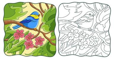 oiseau d'illustration de dessin animé sur le livre ou la page de l'arbre pour les enfants vecteur